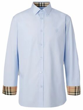 Burberry Light Blue Shirt with Signature Check Trim